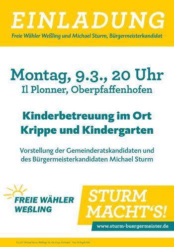 Plakat Veranstaltung der Freien Wähler weßling im Il Plonner am 09.03.20